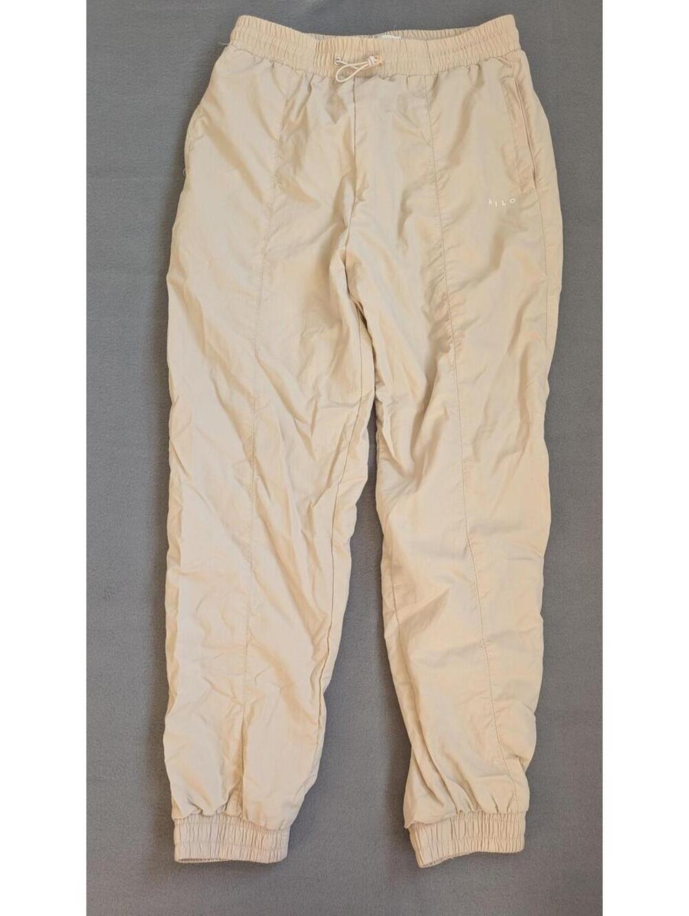 WILO THE LABEL Jogger Pants Mens M Beige Elastic Waist Lined Tapered Athletic